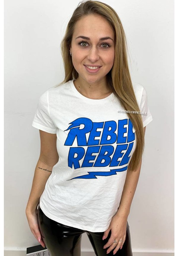 WHITE - 'REBELZ' - BLUE REBEL REBEL TEE