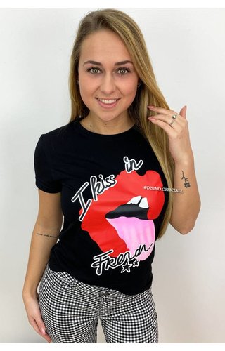 BLACK - 'FRENCH KISS' - LIPS TEE BLACK - 'FRENCH KISS' - LIPS TEE