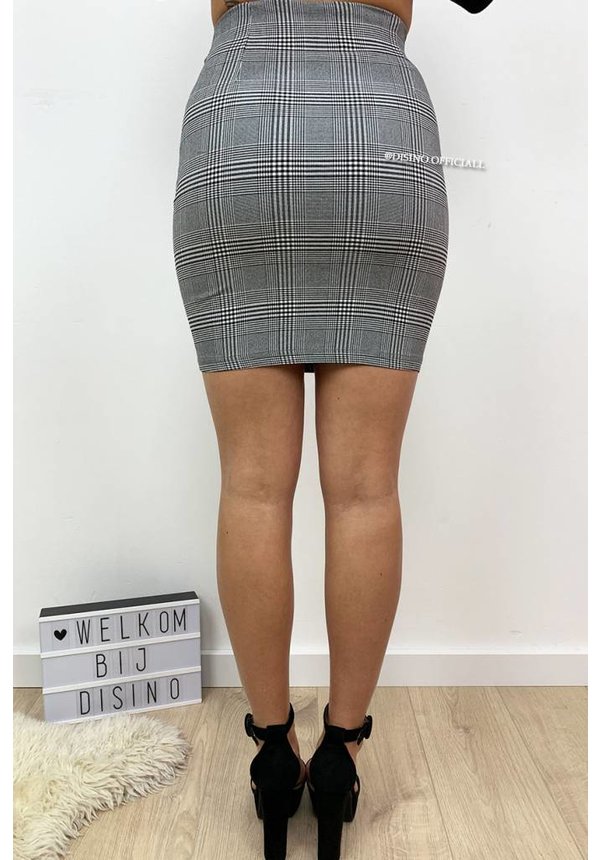 GREY - 'SIERRA SKIRT' - CHECKERED SUPER STRETCH SKIRT