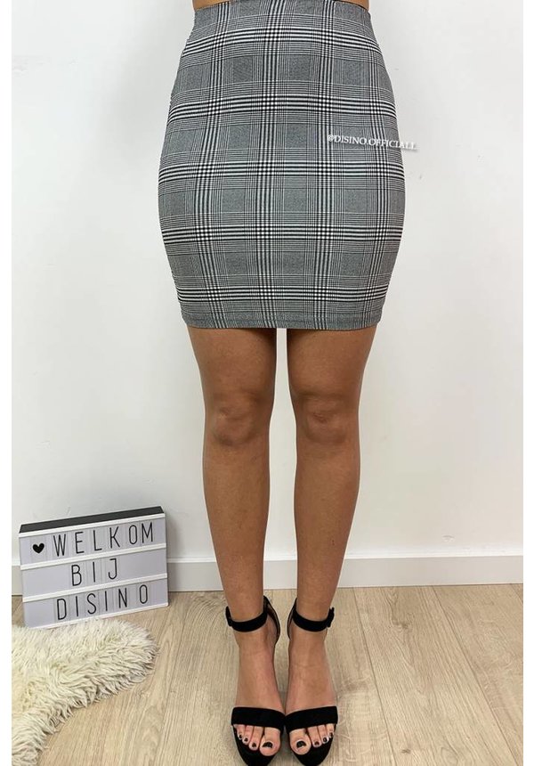 GREY - 'SIERRA SKIRT' - CHECKERED SUPER STRETCH SKIRT