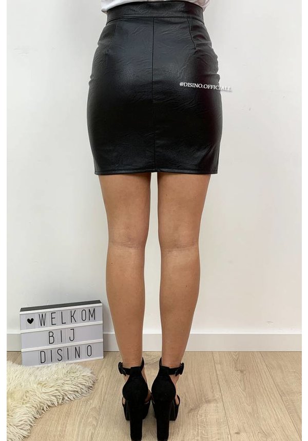 BLACK - 'JACKY' - CROSSED ZIPPER MINI SKIRT