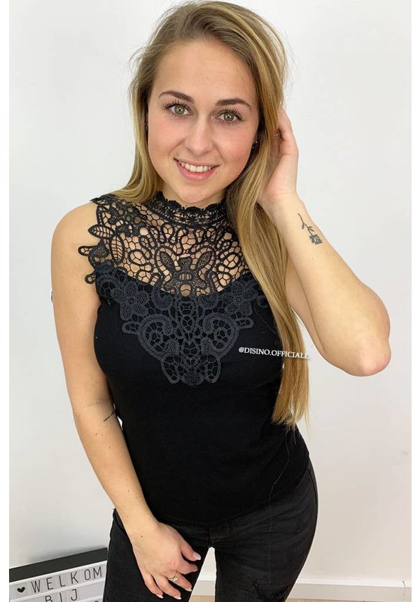 BLACK - 'KESHA' - CROCHET LACE TOP