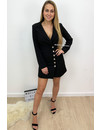 BLACK - 'VERONICA' - GOLD BUTTON BLAZER DRESS