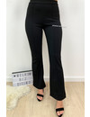 BLACK - 'FLORA' - HIGH WAIST SLIM FIT FLARED PANTS