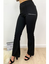 BLACK - 'FLORA' - HIGH WAIST SLIM FIT FLARED PANTS