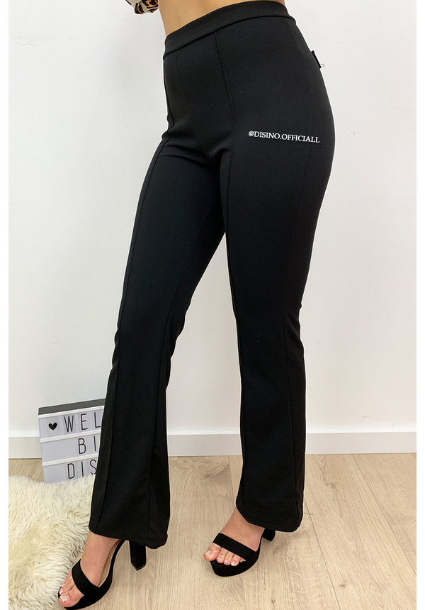 BLACK - 'FLORA' - HIGH WAIST SLIM FIT FLARED PANTS