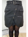 BLACK - 'RUDY' - CHALK STRIPED PAPERBAG SKIRT