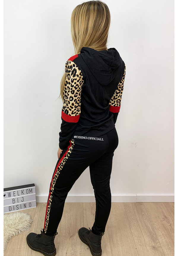 RED - 'AMBER' - LEOPARD STRIPED TRACK SUIT