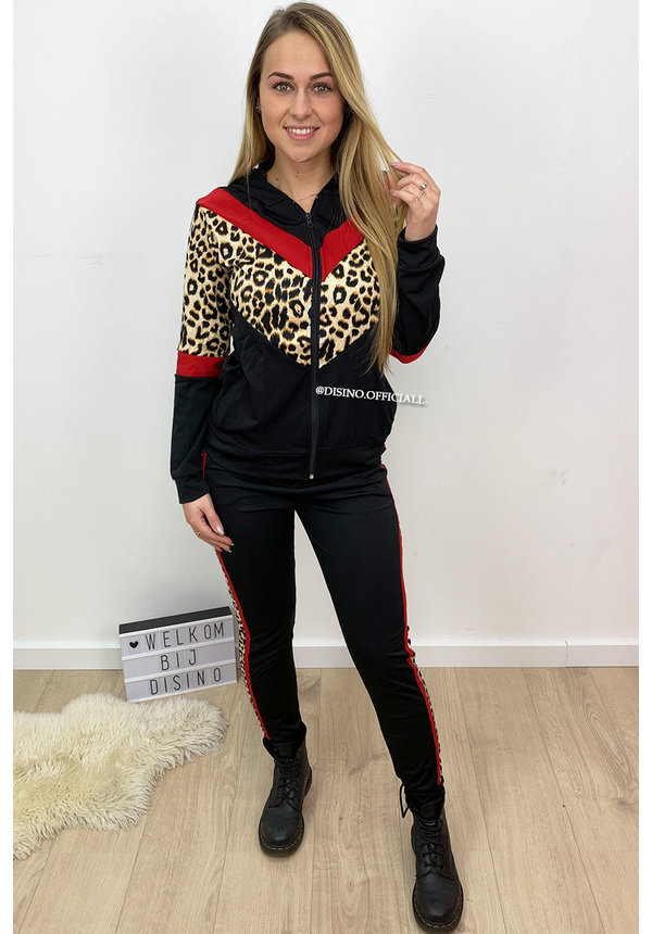 RED - 'AMBER' - LEOPARD STRIPED TRACK SUIT