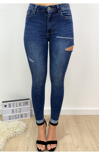 QUEEN HEARTS JEANS - DARK BLUE - SIDE CUT SKINNY JEANS - 9527 QUEEN HEARTS JEANS - DARK BLUE - SIDE CUT SKINNY JEANS - 9527