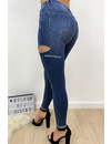 QUEEN HEARTS JEANS - DARK BLUE - SIDE CUT SKINNY JEANS - 9527