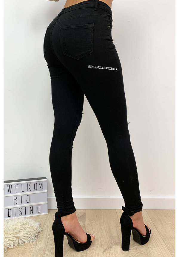 HELLO MISS - BLACK - DISTRESSED SUPER STRETCH SKINNY JEANS - 555