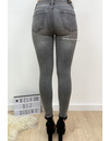 QUEEN HEARTS JEANS - LIGHT GREY - DISTRESSED SKINNY MEDIUM HIGH WAIST - 9526