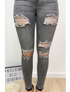 QUEEN HEARTS JEANS - LIGHT GREY - DISTRESSED SKINNY MEDIUM HIGH WAIST - 9526