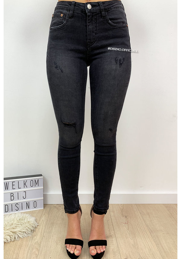 QUEEN HEARTS JEANS - BLACK - PREMIUM QUALITY MID HIGH WAIST - 621