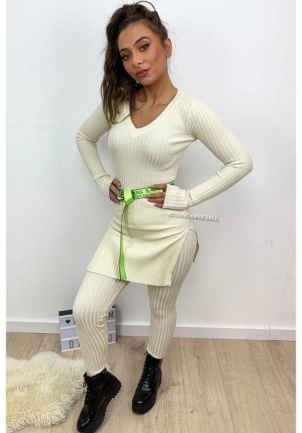 BEIGE - 'ASHLEY' - SOFT RIBBED TWIN SET