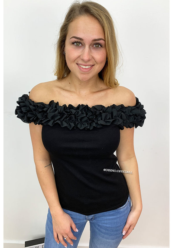 BLACK - 'RUDY' - OFF SHOULDER ROEZEL TOP