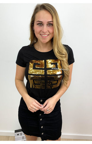 BLACK - '4XG' - PAILLET TEE BLACK - '4XG' - PAILLET TEE