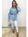 LIGHT BLUE - 'JANNET' - OVERSIZED DENIM JACK WITH BELT