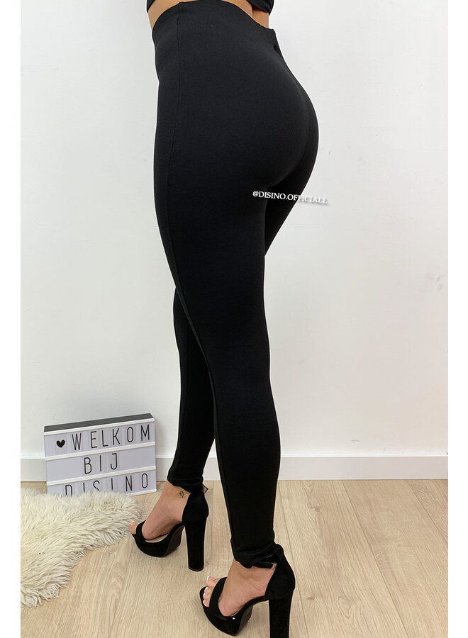 BLACK - 'KHLOE' - HIGH WAIST TREGGING PANTS WITH ZIP