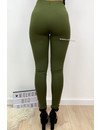 KHAKI GREEN - 'KHLOE' - HIGH WAIST TREGGING PANTS WITH ZIP