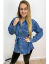 MEDIUM BLUE - 'JANNET' - OVERSIZED DENIM BLOUSE WITH BELT