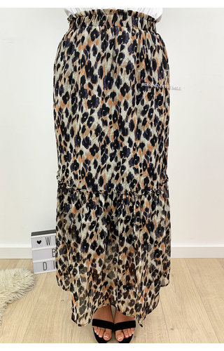 ORANGE - 'LEONIE MAXI' - LEOPARD PRINT RUFFLE MAXI SKIRT ORANGE - 'LEONIE MAXI' - LEOPARD PRINT RUFFLE MAXI SKIRT