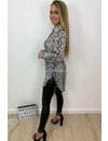 GREY - 'NICOLE' - SNAKE PRINT OVERSIZED PLISSÉ BLOUSE