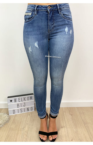 QUEEN HEARTS JEANS - MEDIUM BLUE - PERFECT SKINNY ROLL UP - 9310 QUEEN HEARTS JEANS - MEDIUM BLUE - PERFECT SKINNY ROLL UP - 9310