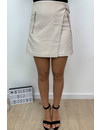 BEIGE - 'ADALYN' - PREMIUM QUALITY BELTED MINI SKIRT