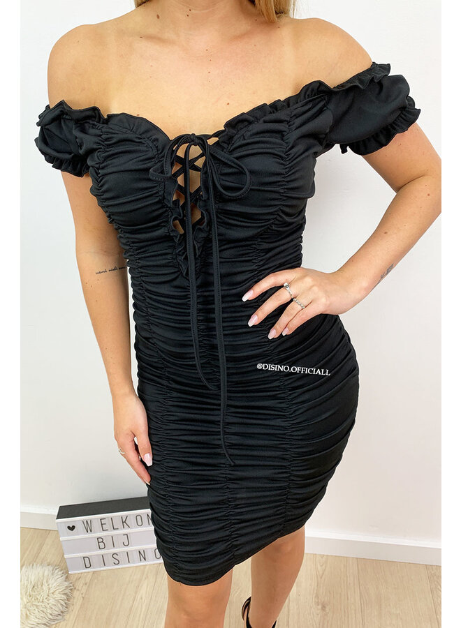 BLACK - 'SEXY WAKA' - CURVY OFF SHOULDER DRESS