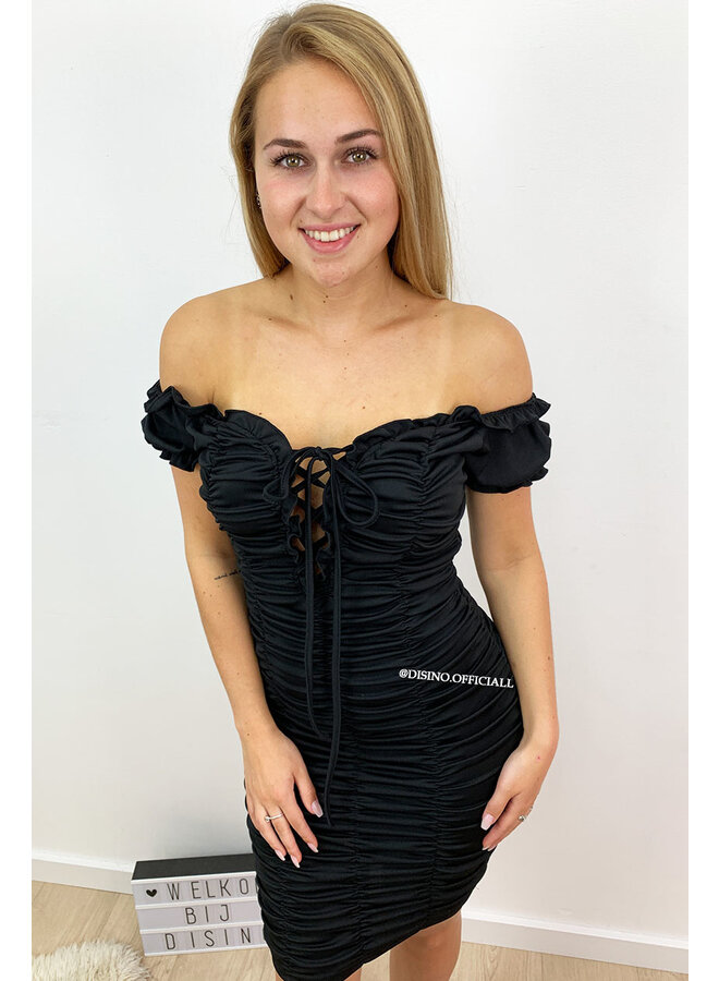 BLACK - 'SEXY WAKA' - CURVY OFF SHOULDER DRESS