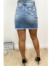 LIGHT BLUE - 'MISSANDRA' - FLORAL 3D DENIM SKIRT