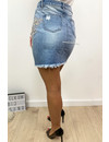 LIGHT BLUE - 'MISSANDRA' - FLORAL 3D DENIM SKIRT