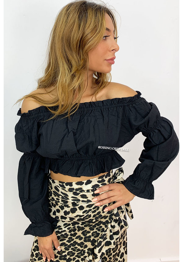 BLACK - 'LYUBA' - GYPSY COTTON OFF SHOULDER TOP