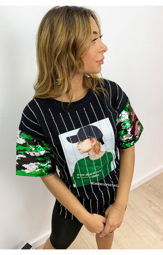 GREEN - 'XENNA' - INSPIRED OVERSIZED APPLICATION SLEEVE TEE GREEN - 'XENNA' - INSPIRED OVERSIZED APPLICATION SLEEVE TEE