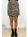 BEIGE - 'GABY' - SUEDINE LEOPARD SKIRT