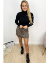 BEIGE - 'GABY' - SUEDINE LEOPARD SKIRT