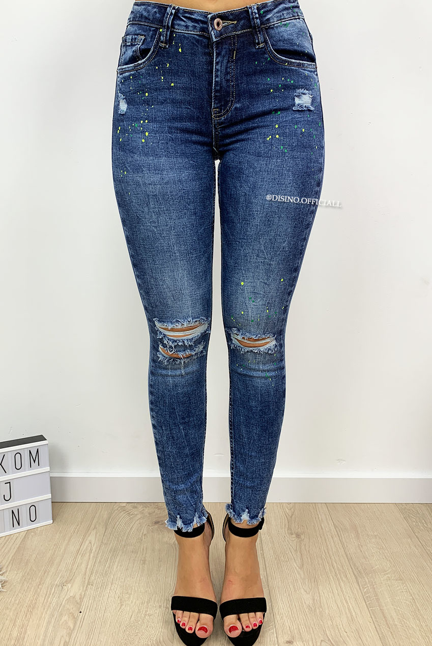 QUEEN HEARTS JEANS - BLUE - RIPPED KNEE 