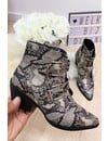 GREY - 'ON POINT' - SNAKE PRINT BELTED BOOTZ