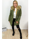 KHAKI GREEN - FUR SLEEVED FORCE WINTER COAT