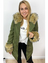 KHAKI GREEN - FUR SLEEVED FORCE WINTER COAT