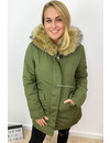 KHAKI GREEN - FUR SLEEVED FORCE WINTER COAT