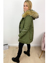 KHAKI GREEN - FUR SLEEVED FORCE WINTER COAT