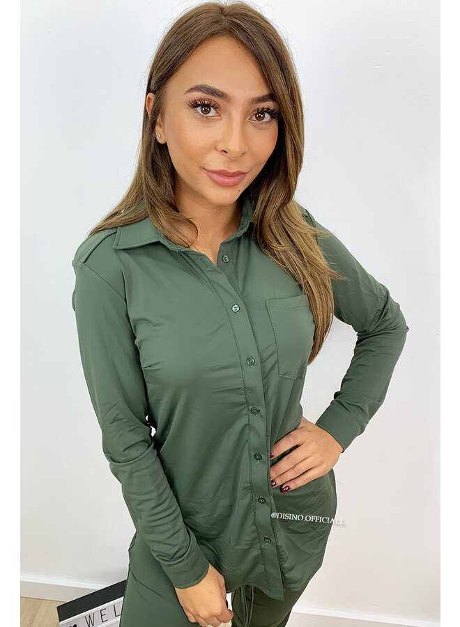 KHAKI GREEN - 'BECKY BLOUSE' - SUPER COMFY TRAVEL BLOUSE