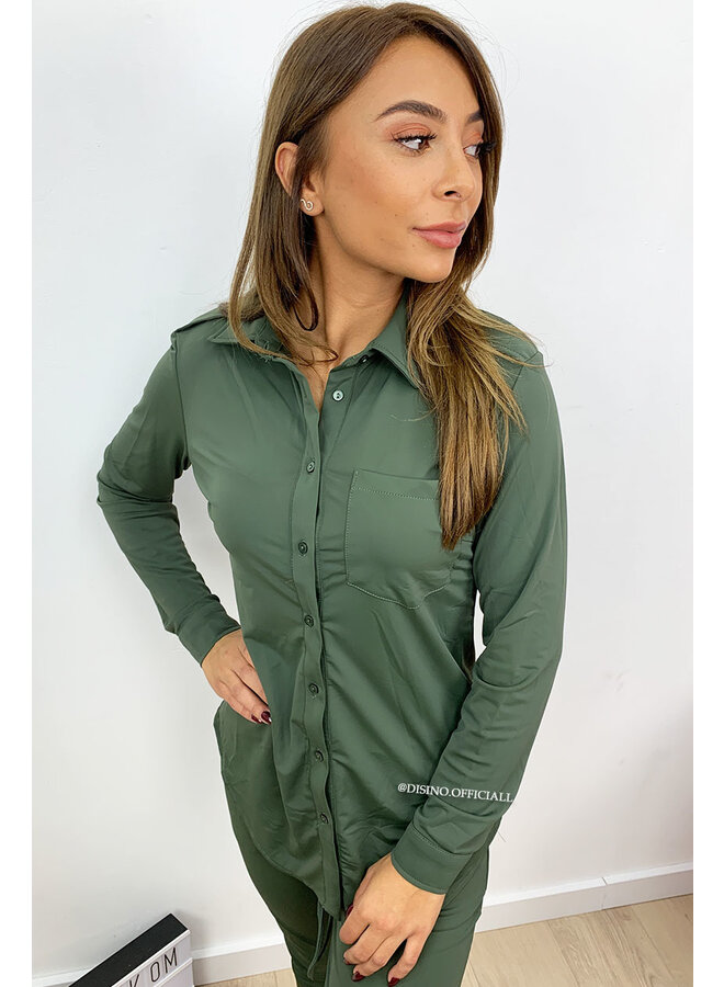 KHAKI GREEN - 'BECKY BLOUSE' - SUPER COMFY TRAVEL BLOUSE