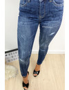 QUEEN HEARTS JEANS - DARK BLUE - RIPPED KNEE ANKLE ZIP - 9251