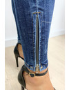 QUEEN HEARTS JEANS - DARK BLUE - RIPPED KNEE ANKLE ZIP - 9251