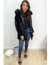 BLACK - 'CHRIS' - 2 IN 1 JACKET WITH FUR CAPUCHON