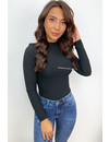 BLACK - 'LAURA' - RIBBED TURTLE NECK BODYSUIT